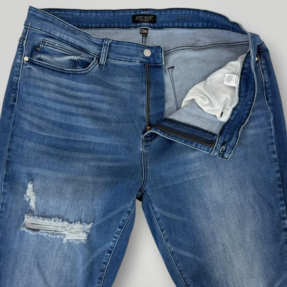 Judy Blue Skinny Jeans Womens 22W High Rise Distressed Stretch Plus Size